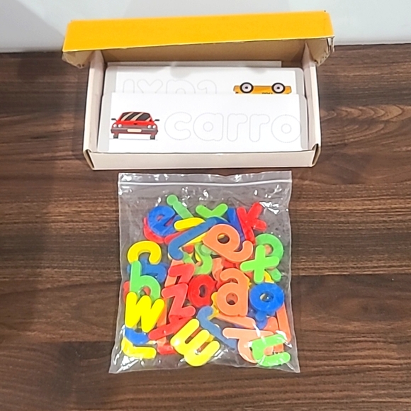 🔤 Happy Spanish Spelling Game, spell & read Spanish card with wood letters 🔤 - Picture 3 of 4